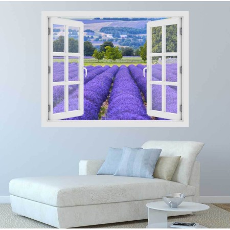 Levendulamező - 3D hatású ablakos matrica