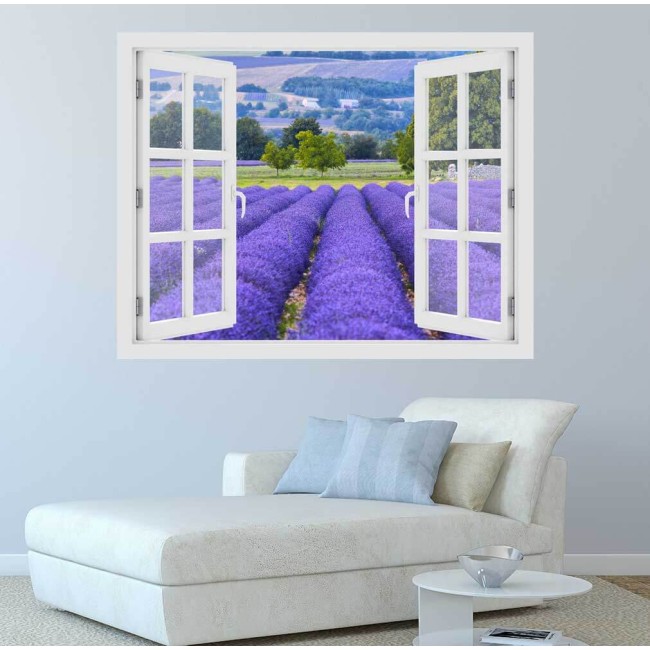 Levendulamező - 3D hatású ablakos matrica
