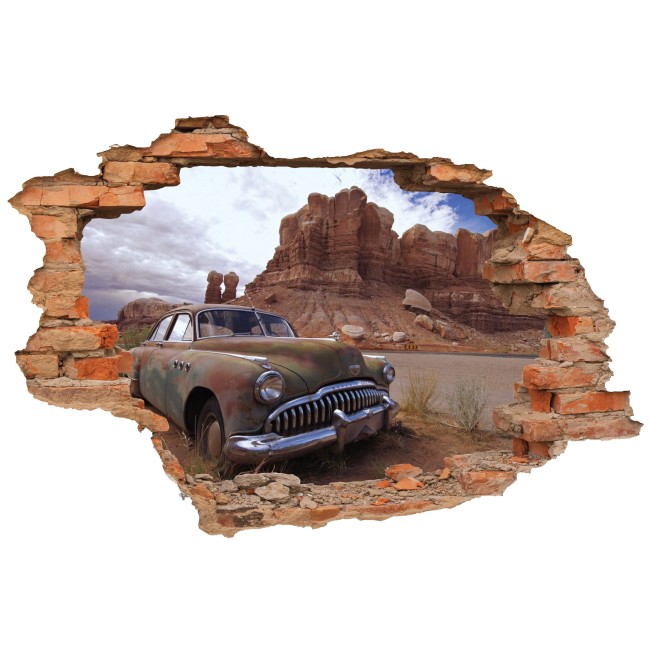 Elhagyatott autó - 3D hatású matrica