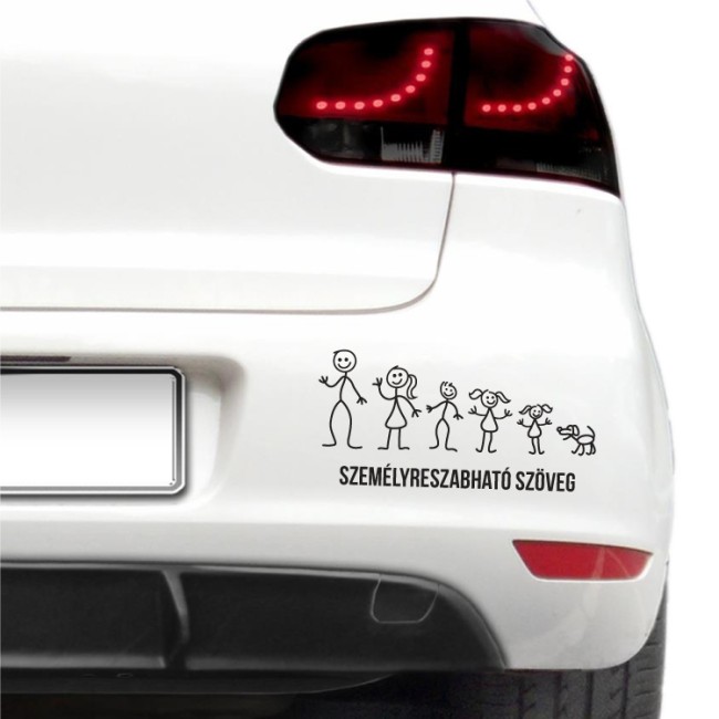 Autós matrica - Családom + Személyre szabható szöveg