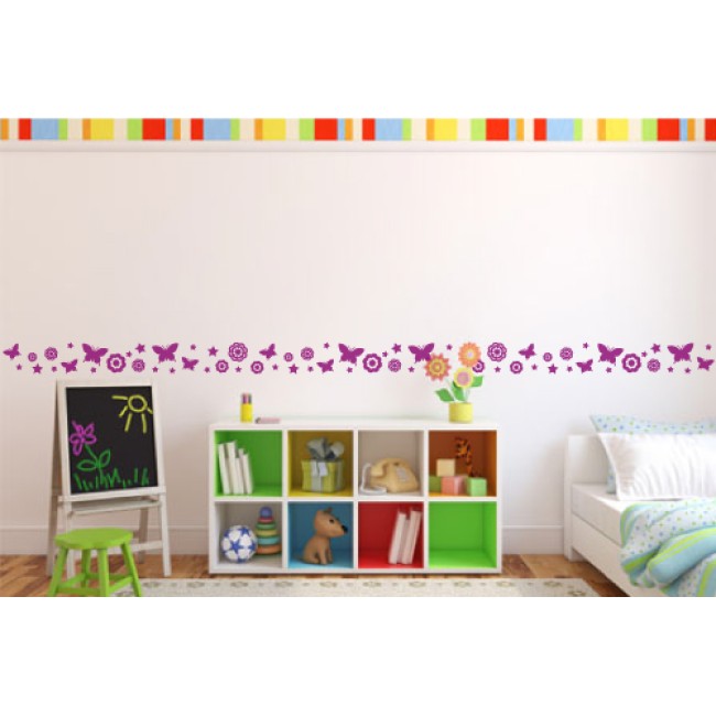 Pillangók és apró virágok - Falmatrica / Faltetoválás