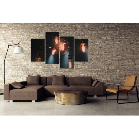 Többrészes vászonkép - Égő izzók