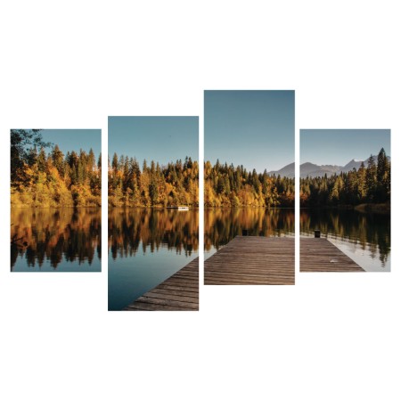 Többrészes vászonkép - Ősz a tónál