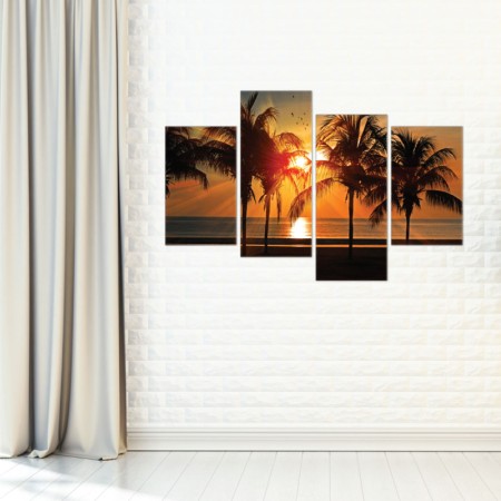 Többrészes vászonkép - Pálmafák a naplementében