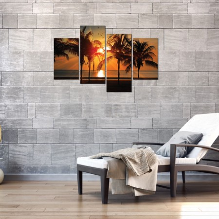 Többrészes vászonkép - Pálmafák a naplementében