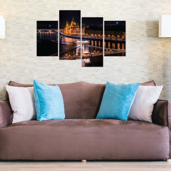 Többrészes vászonkép - Budapest kivilágítva