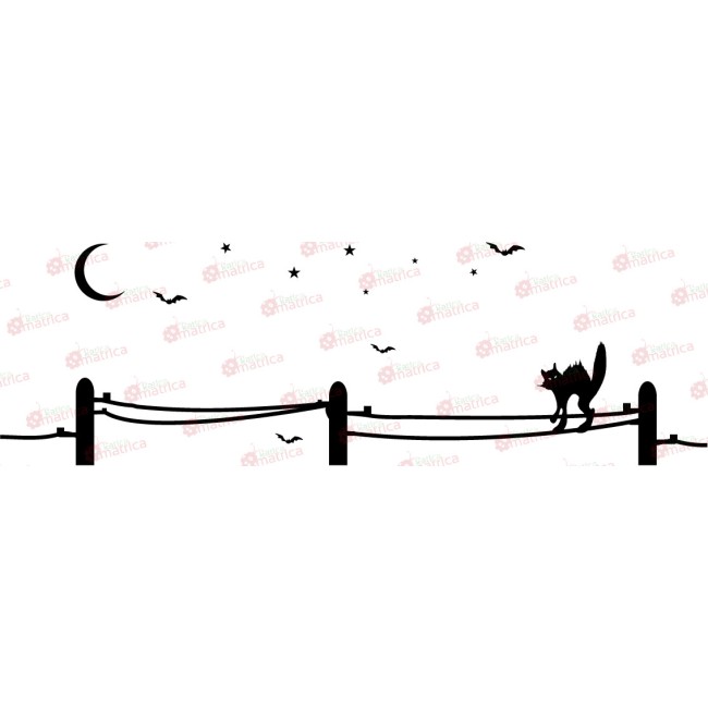 Éjszaka a fekete macskával - Falmatrica / Faltetoválás