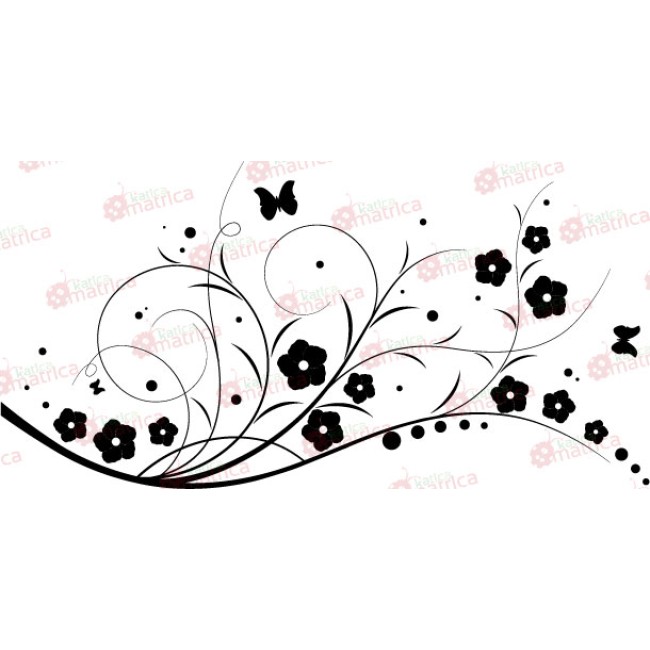 Virágok és pillangók - Falmatrica / Faltetoválás