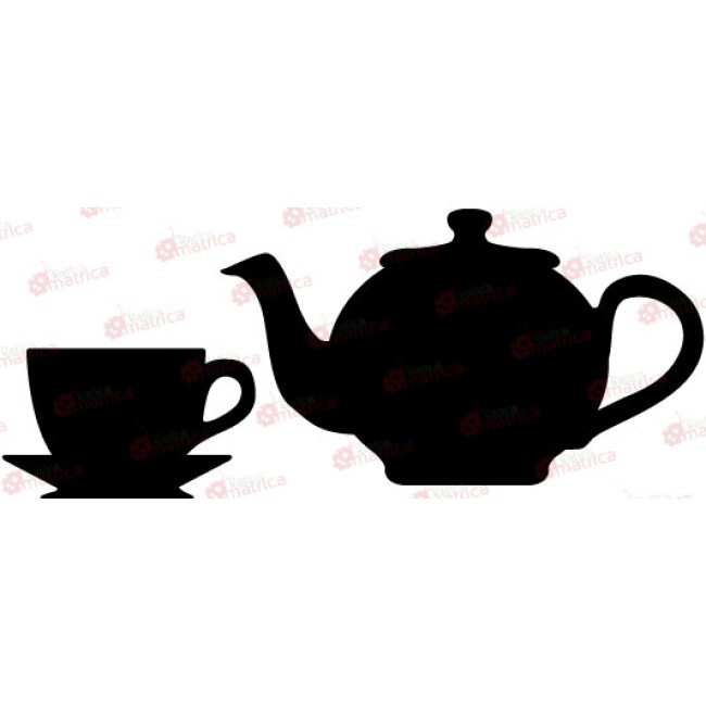 Teáskanna és csésze - Falmatrica / Faltetoválás