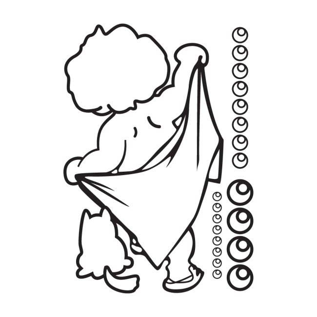 Zuhanyzó kisfiú - Falmatrica / Faltetoválás