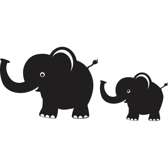 Nagy és kis elefánt - Falmatrica / Faltetoválás