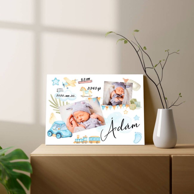 Személyre szabható baba vászonkép - Kisfiú - 45x35cm
