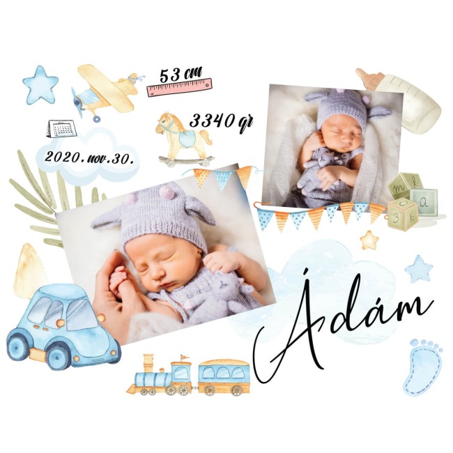 Személyre szabható baba vászonkép - Kisfiú - 45x35cm
