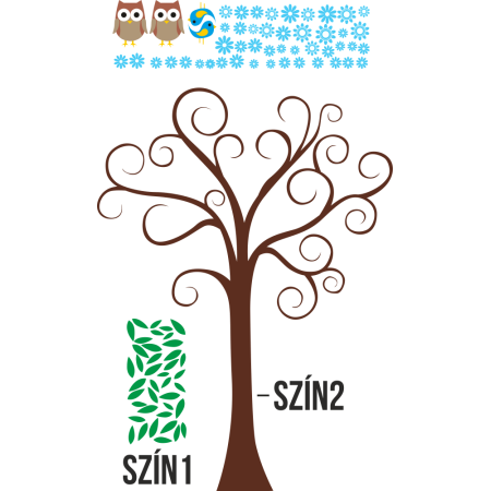 Színes fa baglyokkal - Falmatrica / Faltetoválás