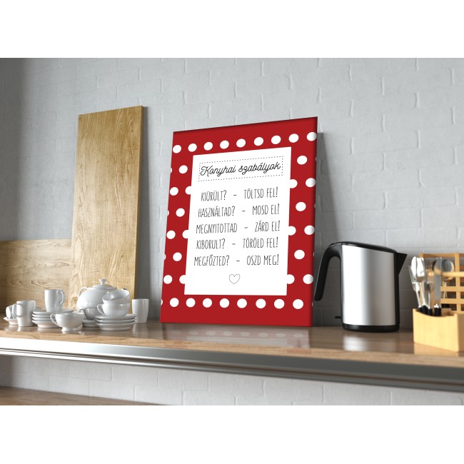 Konyhai szabályok - 35x50 cm - Vászonkép