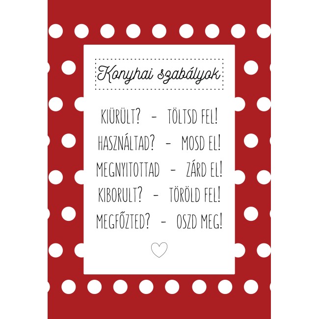 Konyhai szabályok - 35x50 cm - Vászonkép