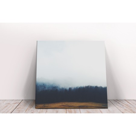 Fenyőerdő a ködben - 65x65 - Vászonkép