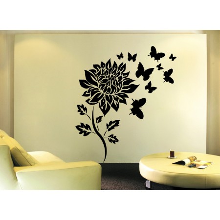 Napraforgó és pillangók - Falmatrica / Faltetoválás