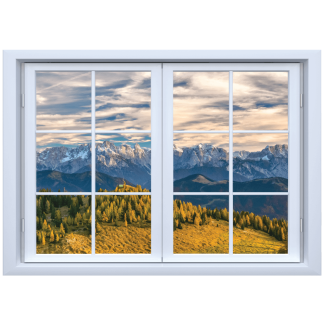 Hegyek - Színes ablak Matrica