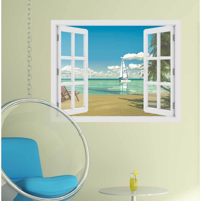 Trópusi tengerpart  - 3D hatású ablakos matrica