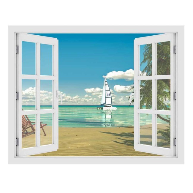 Trópusi tengerpart  - 3D hatású ablakos matrica