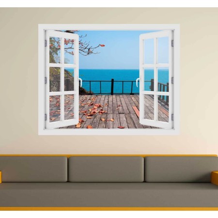 Terasz az óceánra - 3D hatású ablakos matrica