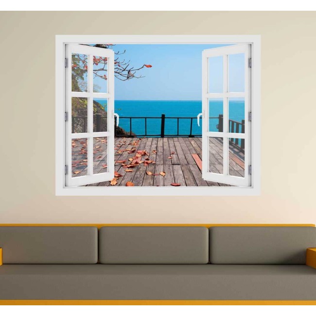 Terasz az óceánra - 3D hatású ablakos matrica