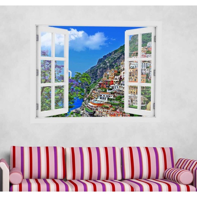 Positano, Olaszország - 3D hatású ablakos matrica