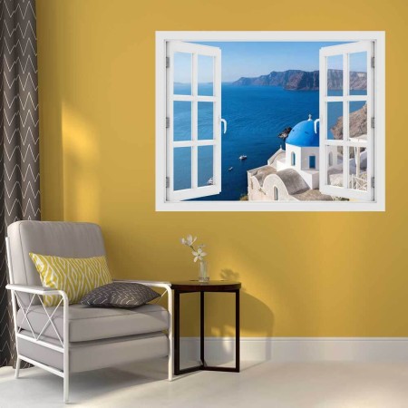 Santorini, Oia - 3D hatású ablakos matrica