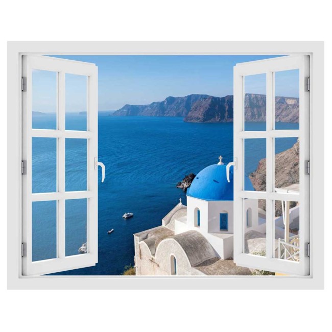 Santorini, Oia - 3D hatású ablakos matrica