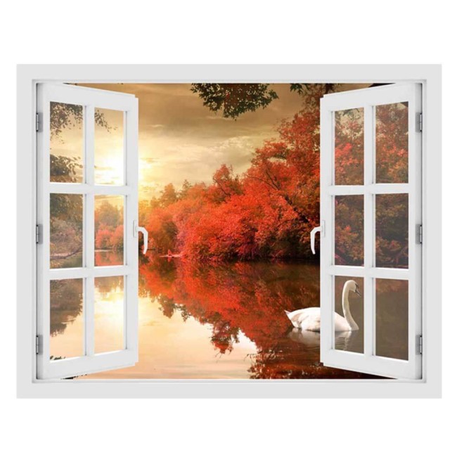 Hattyú a naplementében - 3D hatású ablakos matrica