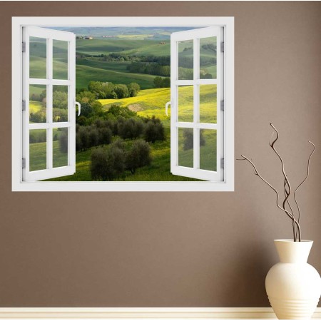 Toszkána dombjai, Olaszország - 3D hatású ablakos matrica