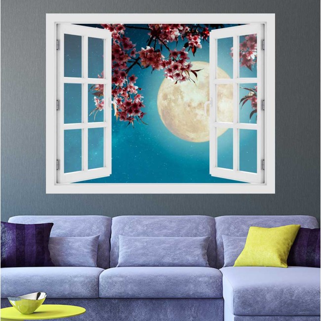 Virágzó cseresznyefa - 3D hatású ablakos matrica