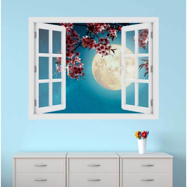 Virágzó cseresznyefa - 3D hatású ablakos matrica