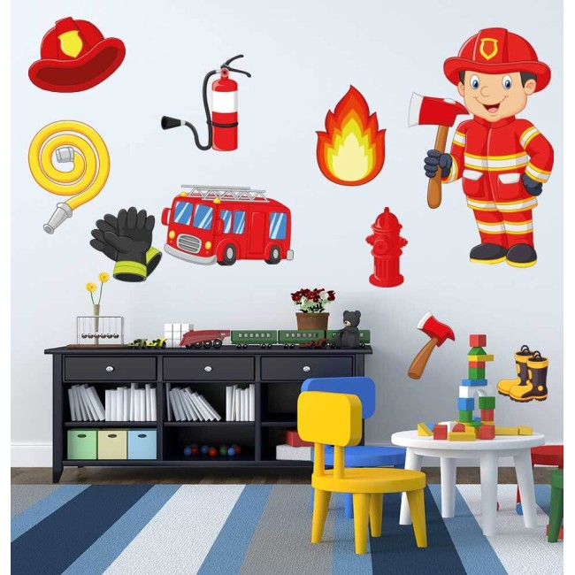 Tűzoltó - Színes matrica csomag