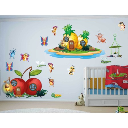 Gyümölcs házikók - Színes matrica csomag