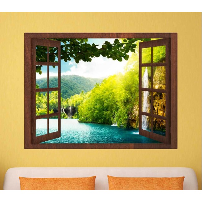 Barna keretes Horvát táj - 3D hatású ablakos matrica