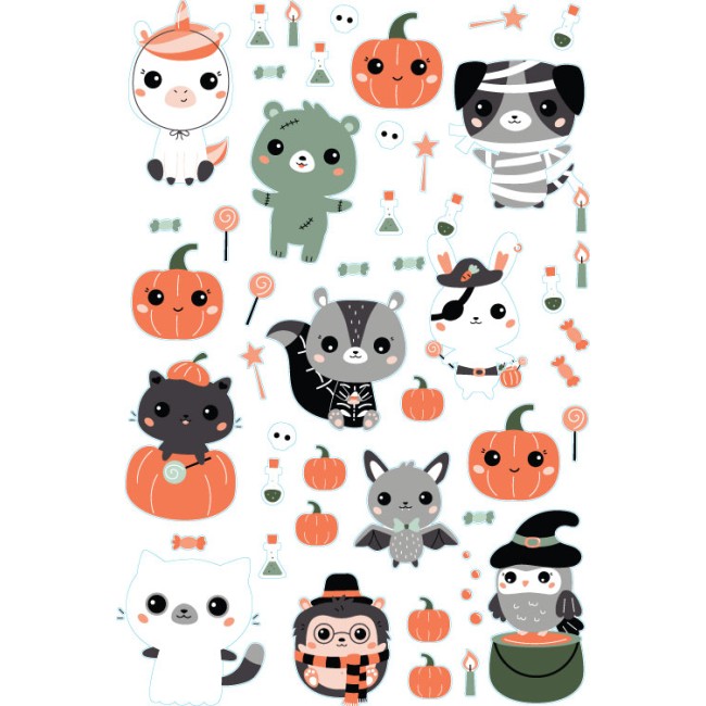 Halloween állatkák - Színes matrica csomag