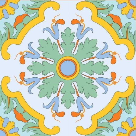 Csempe matrica - Zöld és sárga - 4 darab