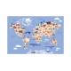 Színes állatos világtérkép gyerekszobába - Nyomtatott matrica
