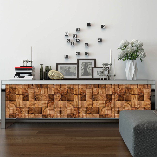 Négyzet alakú famintás - Barna matrica 