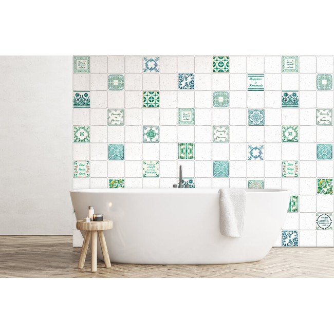Csempe matrica - English Quote Vintage Green - 24 drb - 10x10 cm