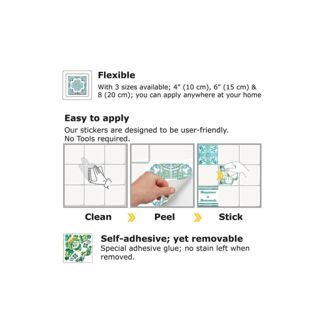 Csempe matrica - English Quote Vintage Green - 24 drb - 10x10 cm