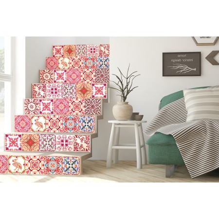 Csempe matrica - Moroccan Rose Red Mosaic - 24 drb - 15x15 cm