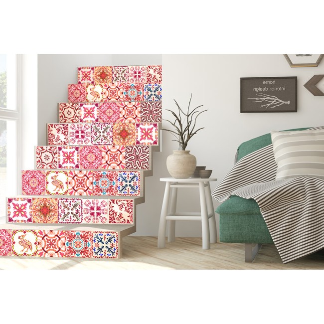 Csempe matrica - Moroccan Rose Red Mosaic - 24 drb - 15x15 cm