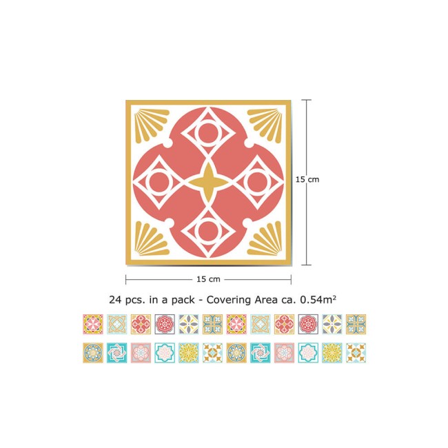 Csempe matrica - Malia Colourful - 24 drb - 15x15 cm