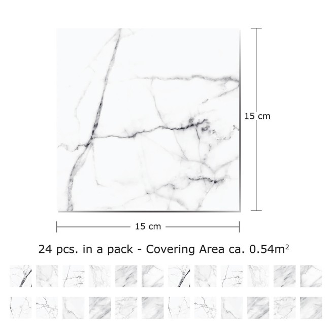 Csempe matrica -  Marble Tiles Mix - 24 drb - 15x15 cm 