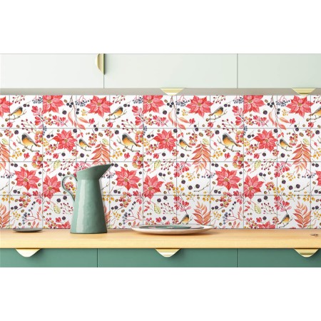 Csempe matrica - Poinsettia The Winter Joy - 24 drb - 15x15 cm 