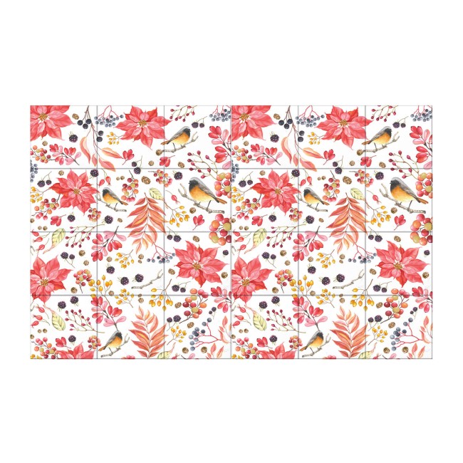 Csempe matrica - Poinsettia The Winter Joy - 24 drb - 15x15 cm 