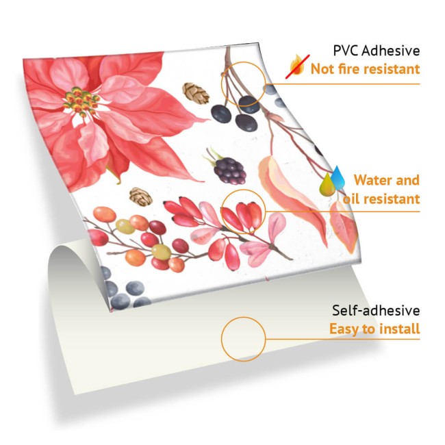 Csempe matrica - Poinsettia The Winter Joy - 24 drb - 15x15 cm 